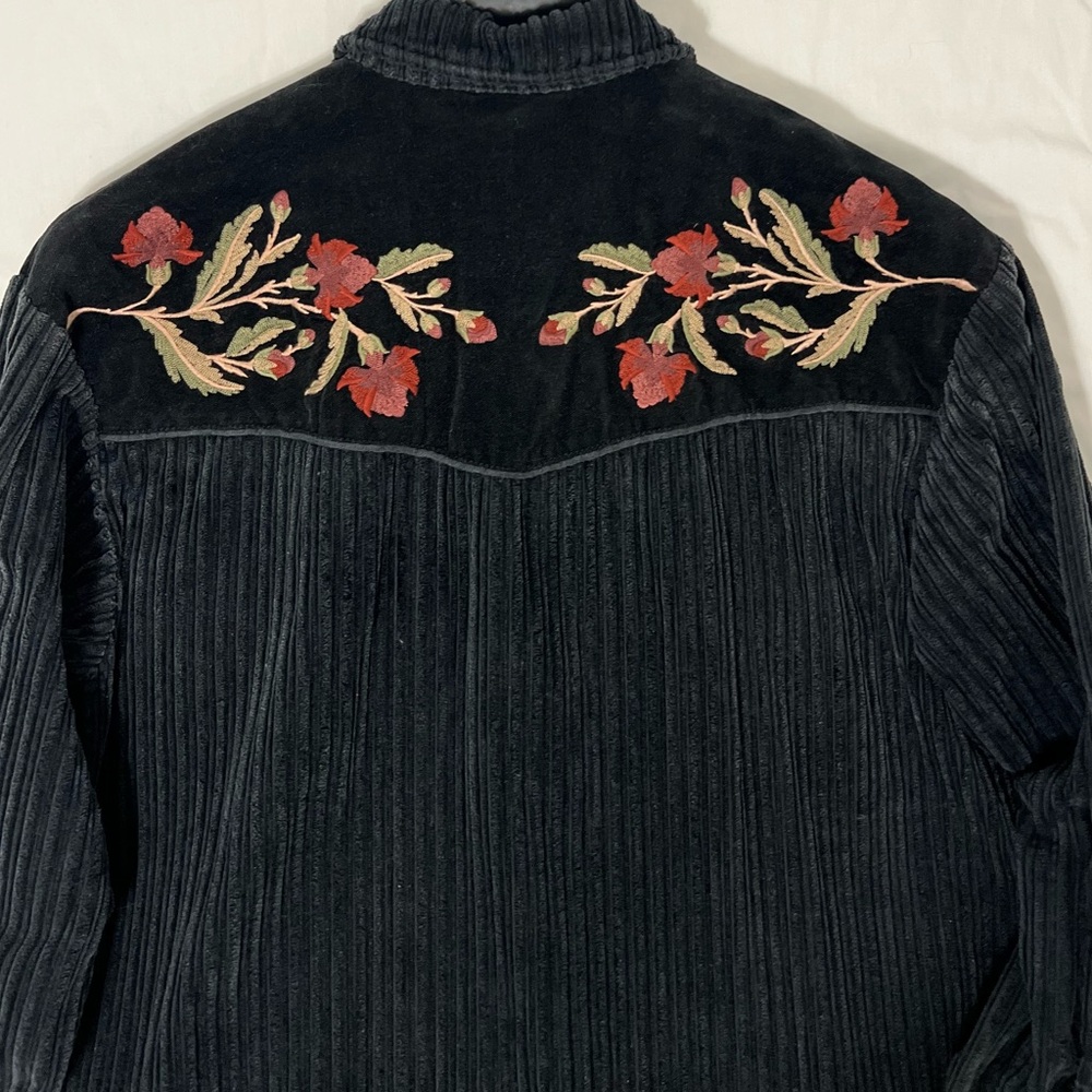 Free People Corduroy Embroidered Jacket Small BoHo Chick Vintage Inspired - Picture 4 of 9